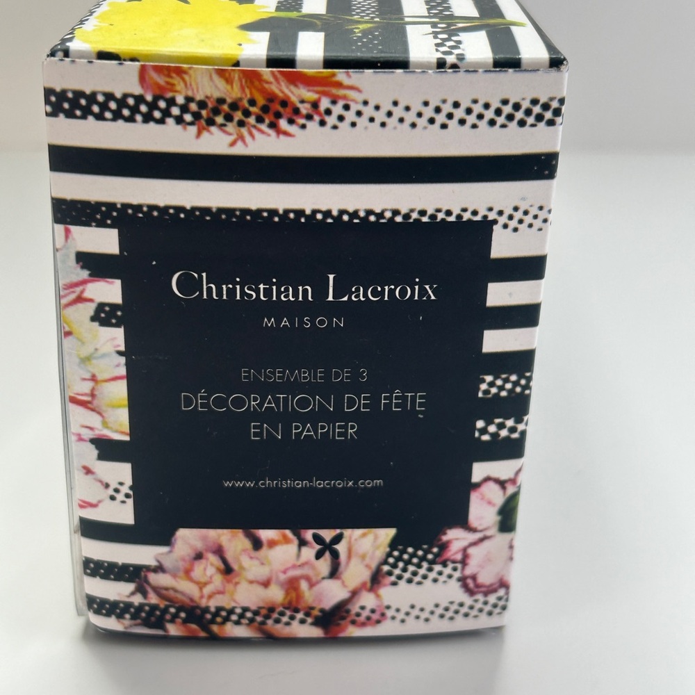 Christian Lacroix Christmas Ornaments Green Paper Trees Set of 3 NEW